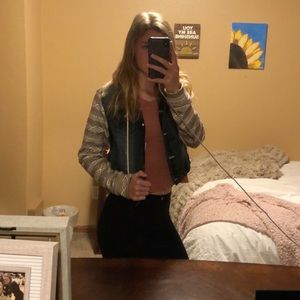 Jean jacket with tribal print